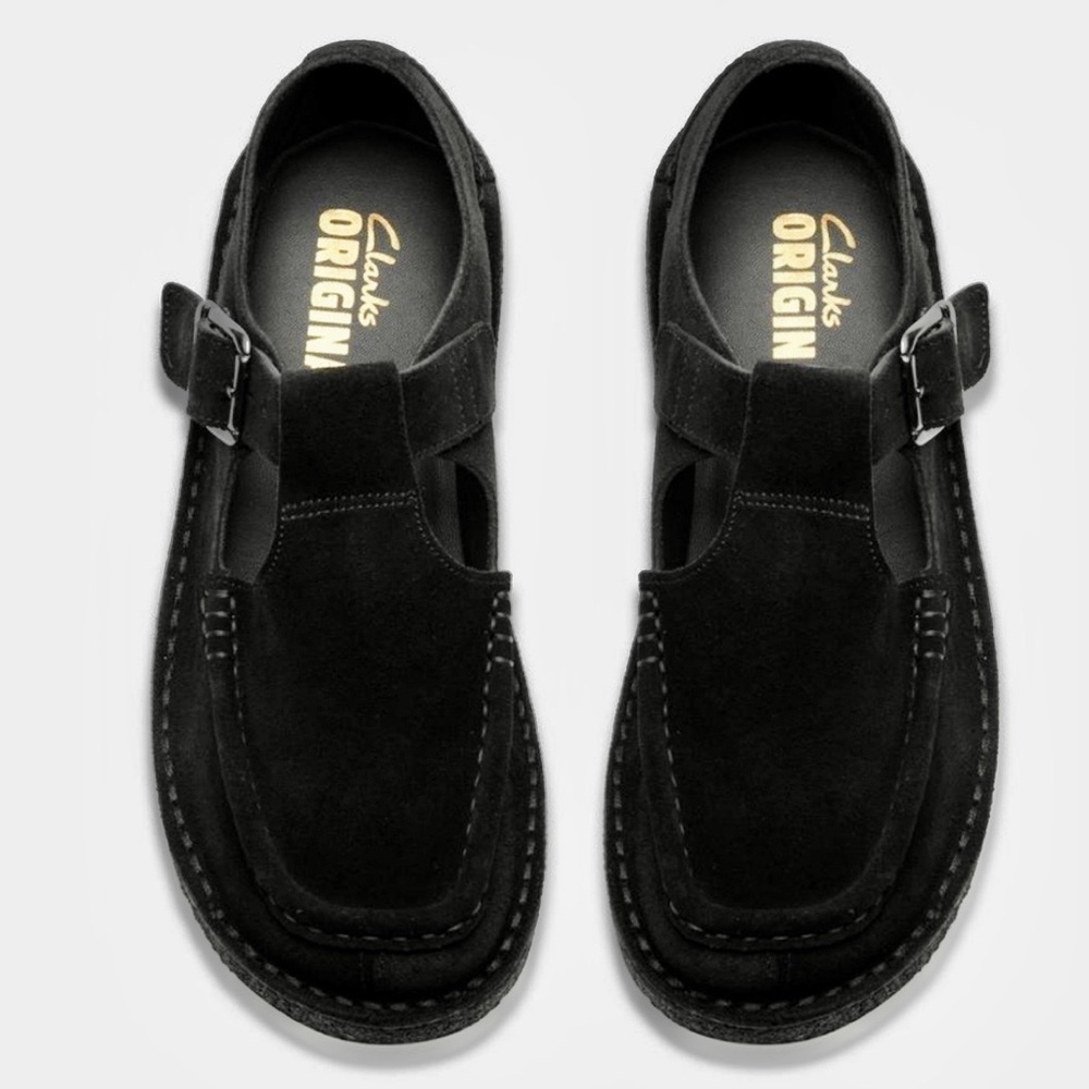 NWT! Clark’s Original Nomad T-bar Loafer in Black Suede Free People Style - Picture 2 of 8